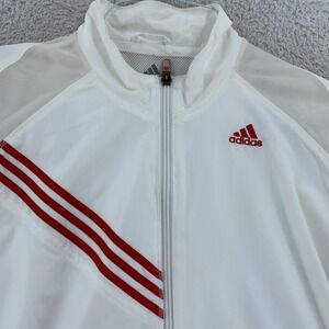 Vtg 2006 Adidas Jacket Womens Medium White Athletic Full Zip Mesh Lightweight